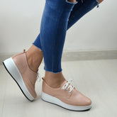Pantofi Casual Dama din Piele Naturala,Roza,bej-roze